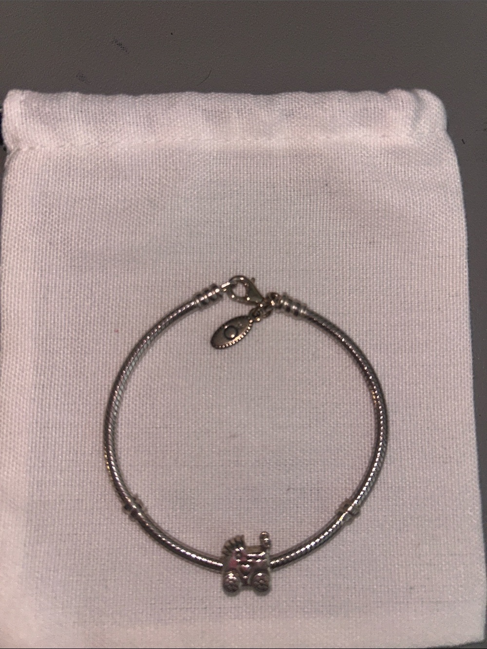 Pandora Silver Bracelet with Baby Carriage Charm - Silver
